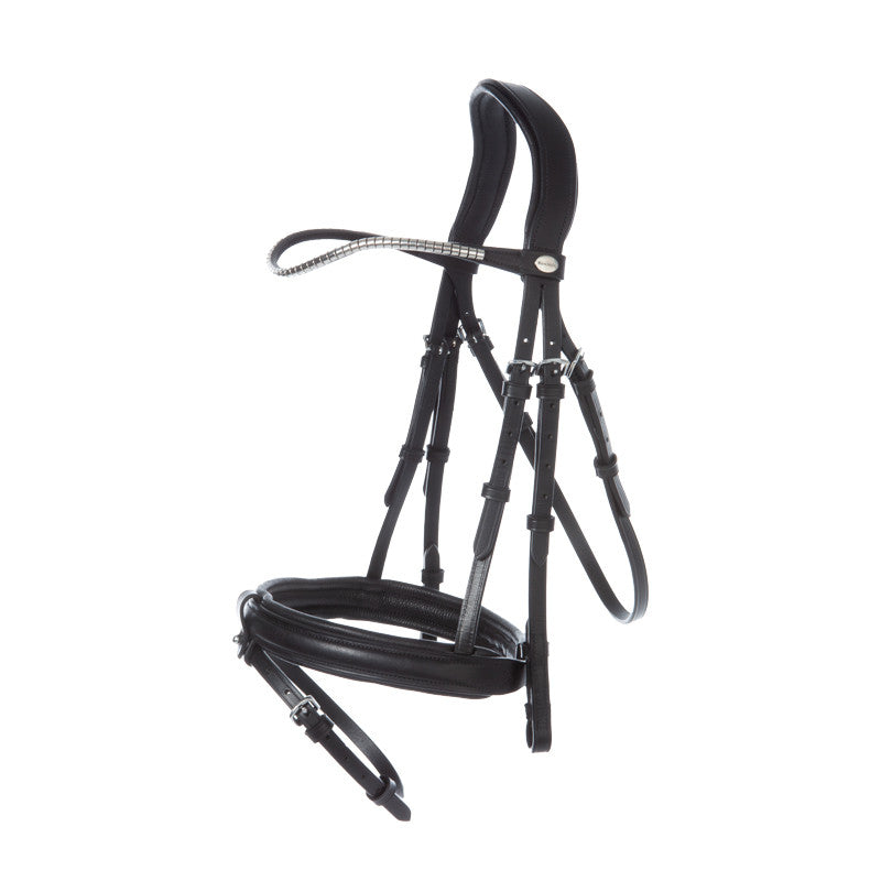 bridle with rubberized reins with stop ridges