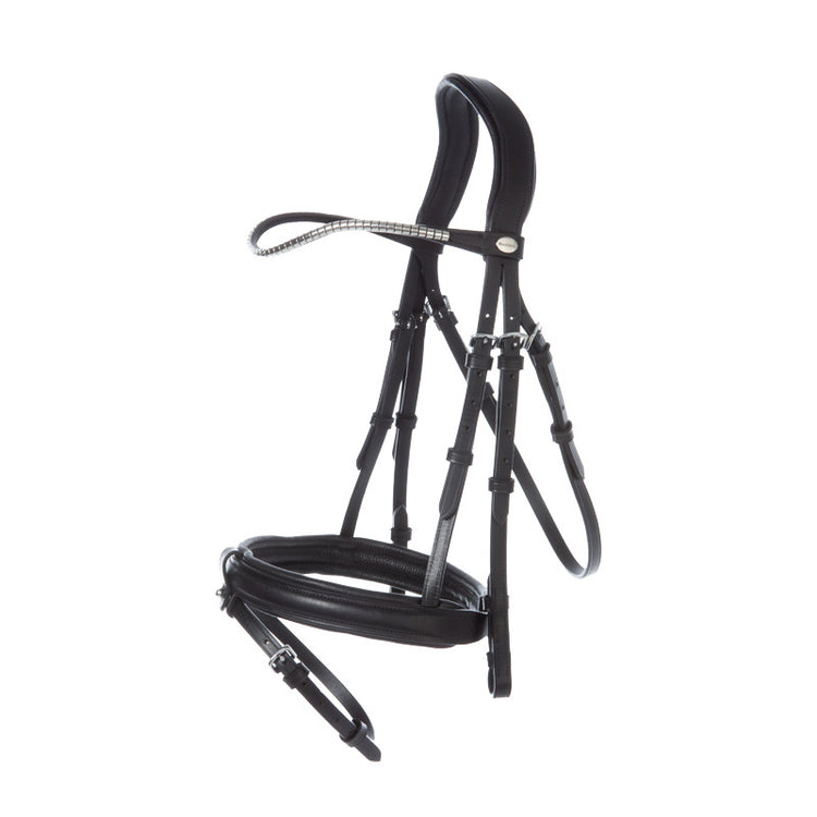 bridle with rubberized reins with stop ridges