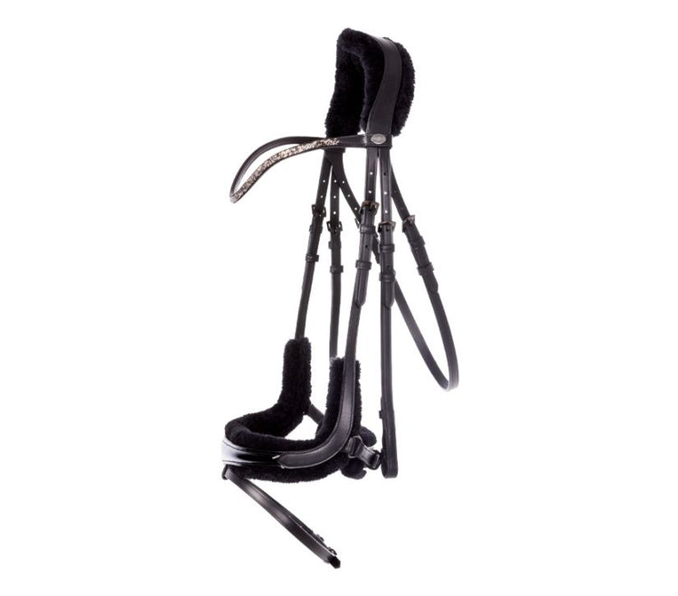 Bridle with sheepskin on headpiece and noseband