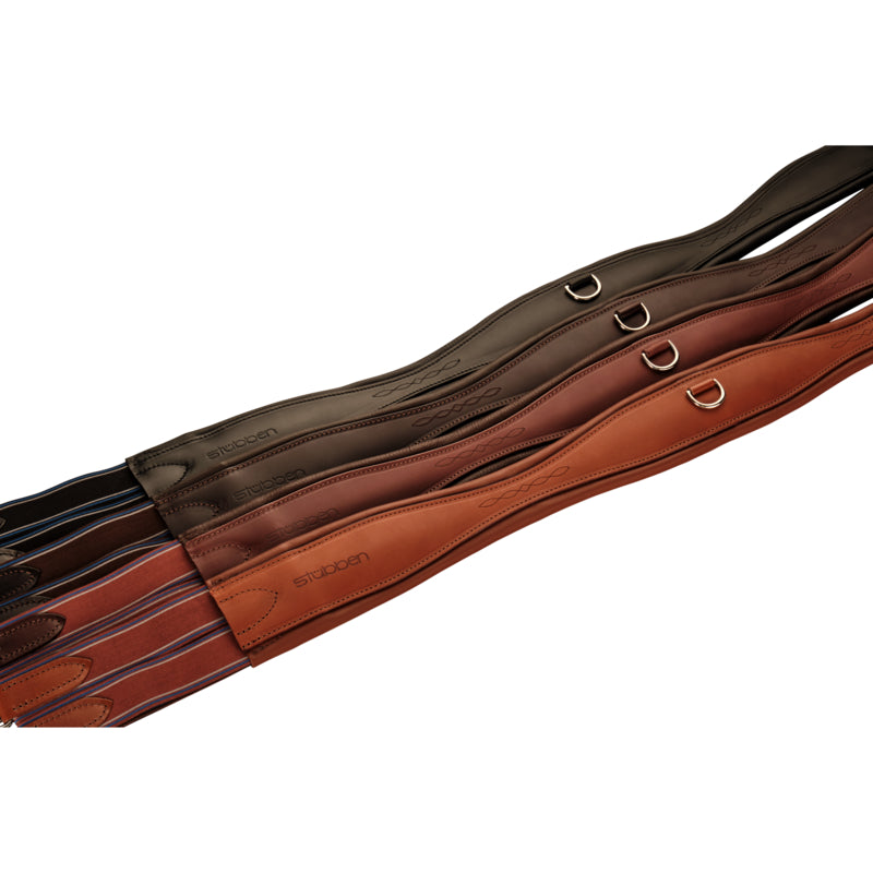 Leather girth long Overlay with both elastic ends