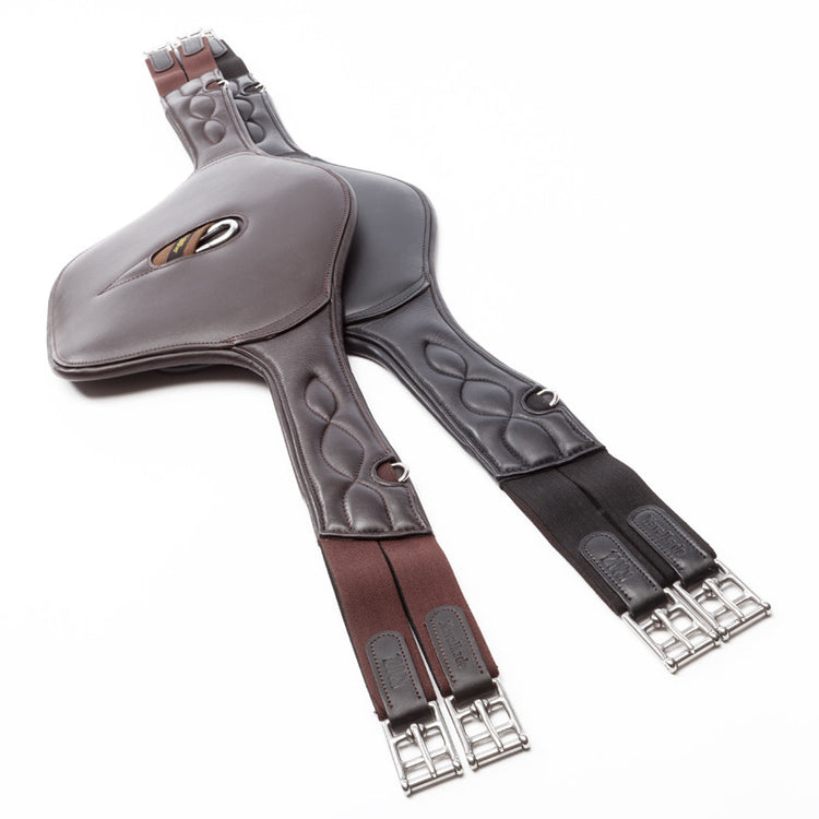 Leather stud guard girth for jumping