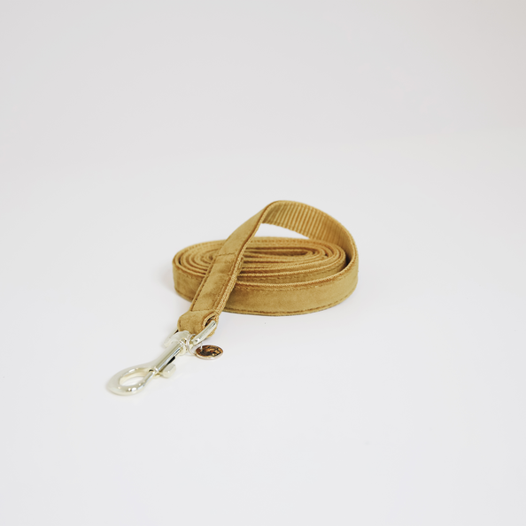 Dog Lead Velvet 120cm yellow mustard