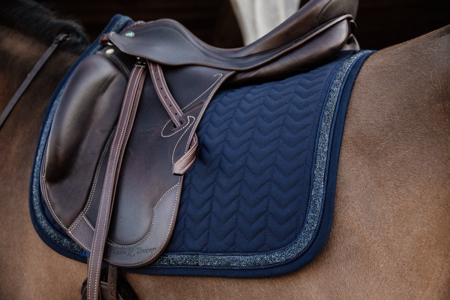 Dressage Saddle cloth in navy with sparkly edge