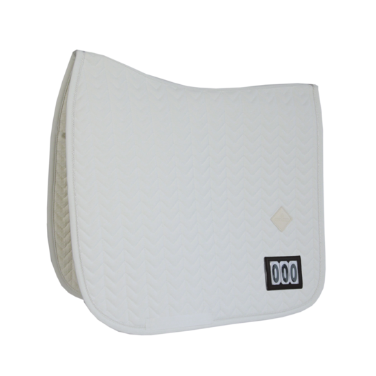 White dressage square with competition number