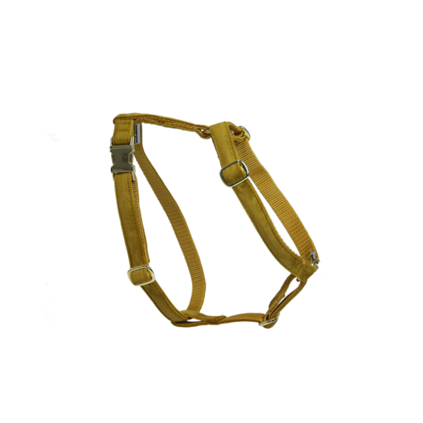 Dog harness velvet mustard yellow