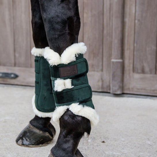 Green horse brushing boot