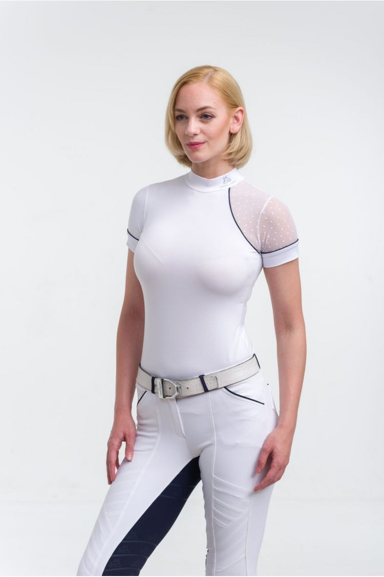 White competition shirt for equestrian women
