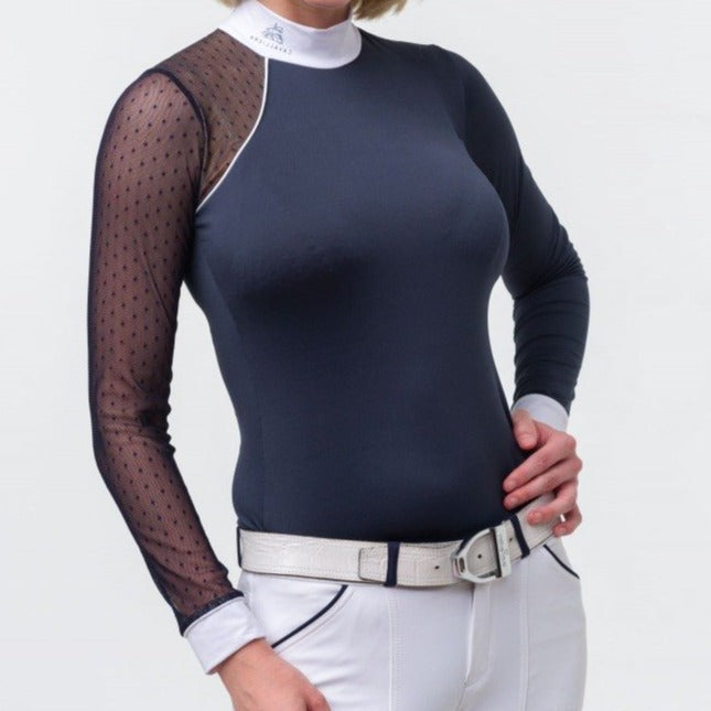 Lace navy blue riding shirt for ladies