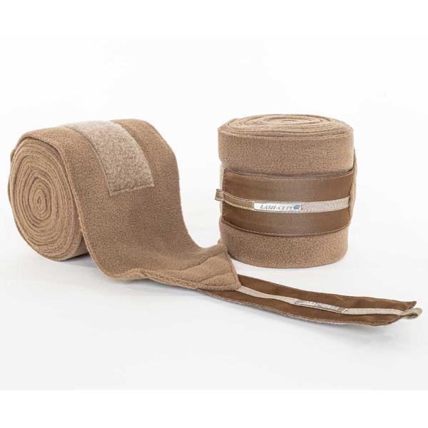 Light brown fleece bandages for horses