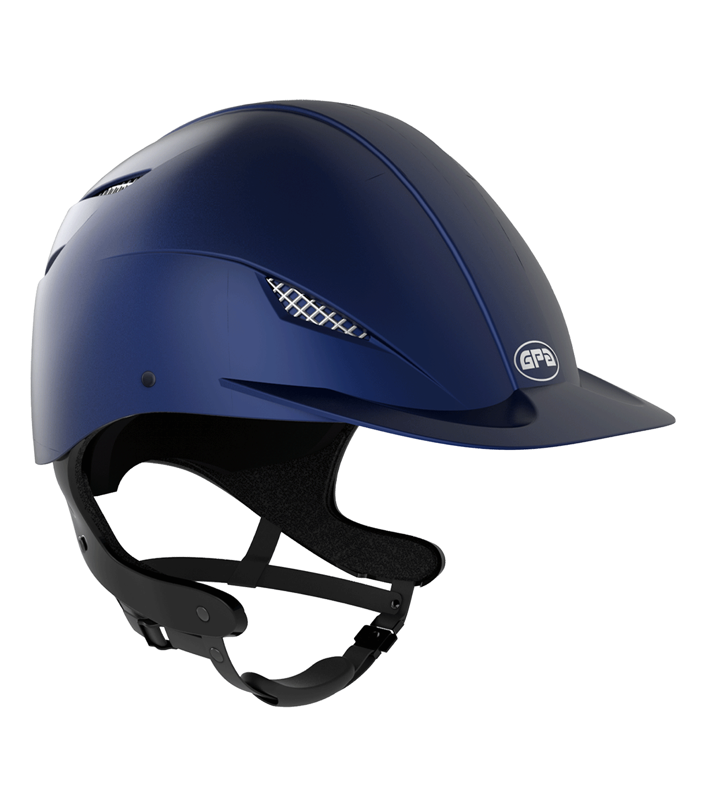 Shiny blue show jumping helmet