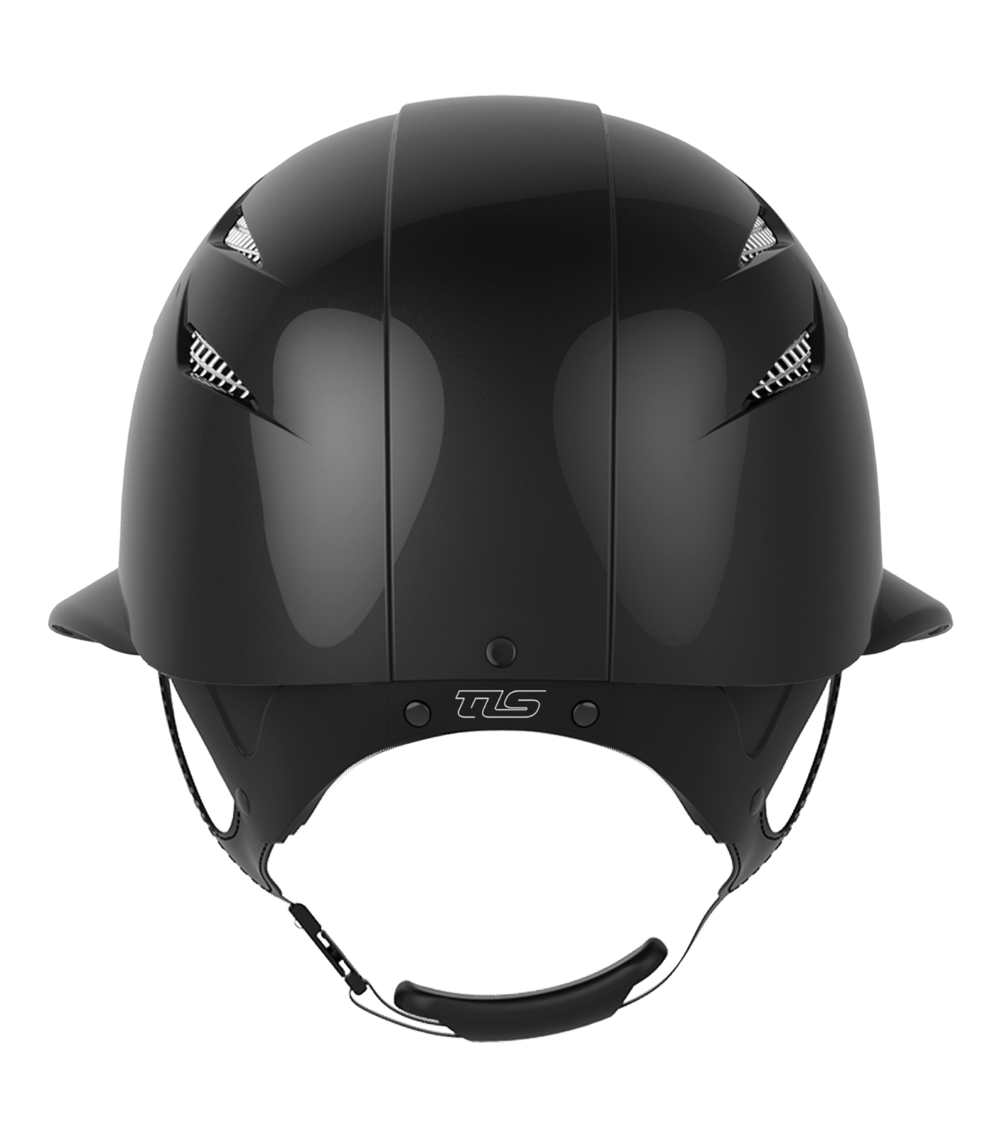 Shiny black horse riding helmet