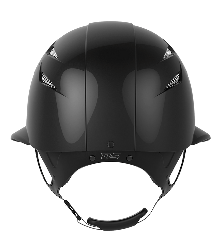 Shiny black horse riding helmet