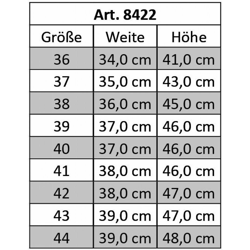 Dublin Winter Riding Boots Size Chart