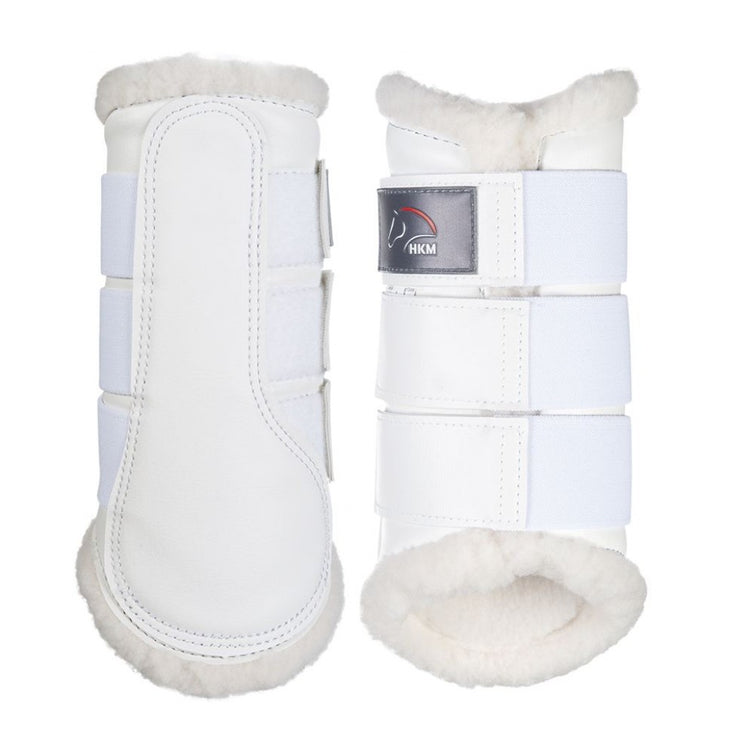 White brushing boots with sheepskin