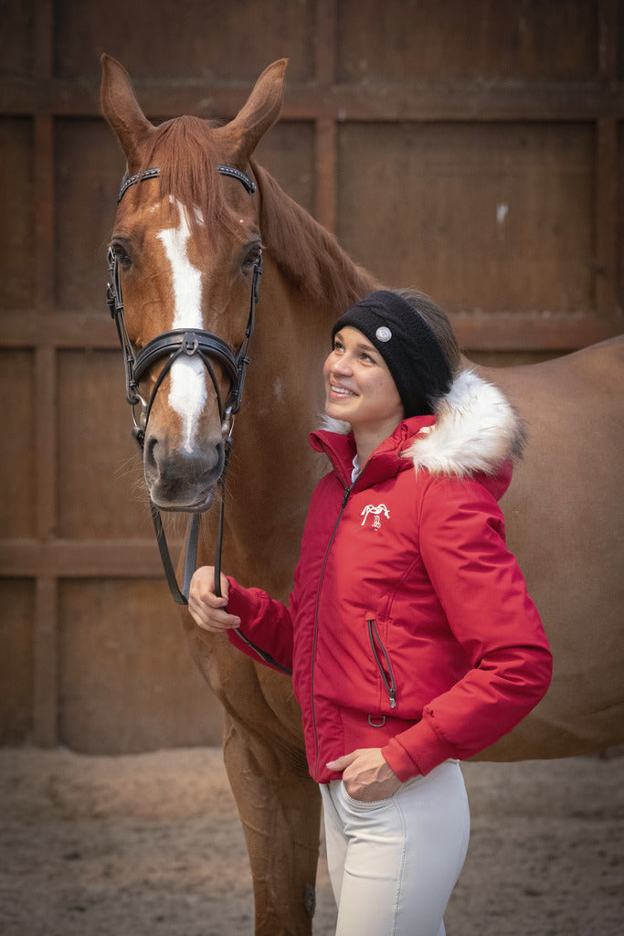 Winter horse riding jacket in red