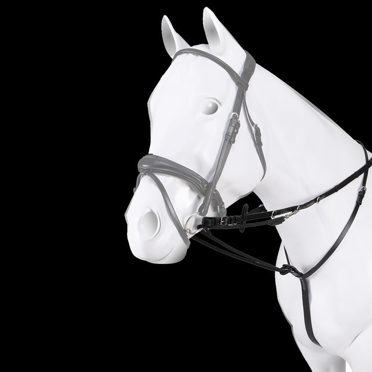 Acavallo Italian Leather and Round Nylon Thiddemann Adjustable Reins with D Ring