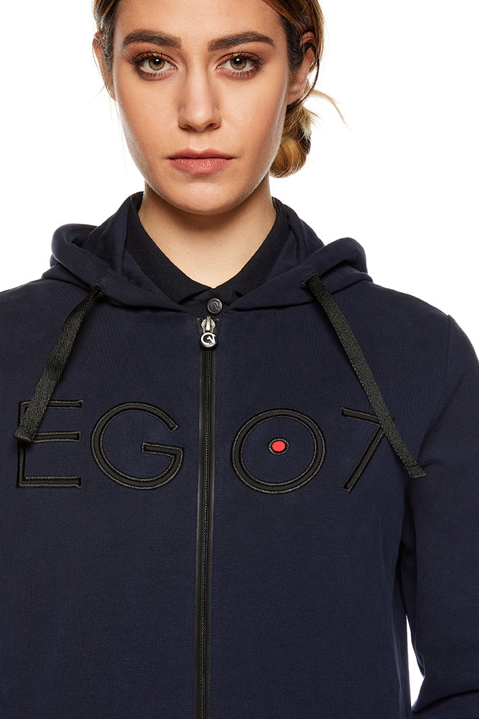 Riding sweater with a hood