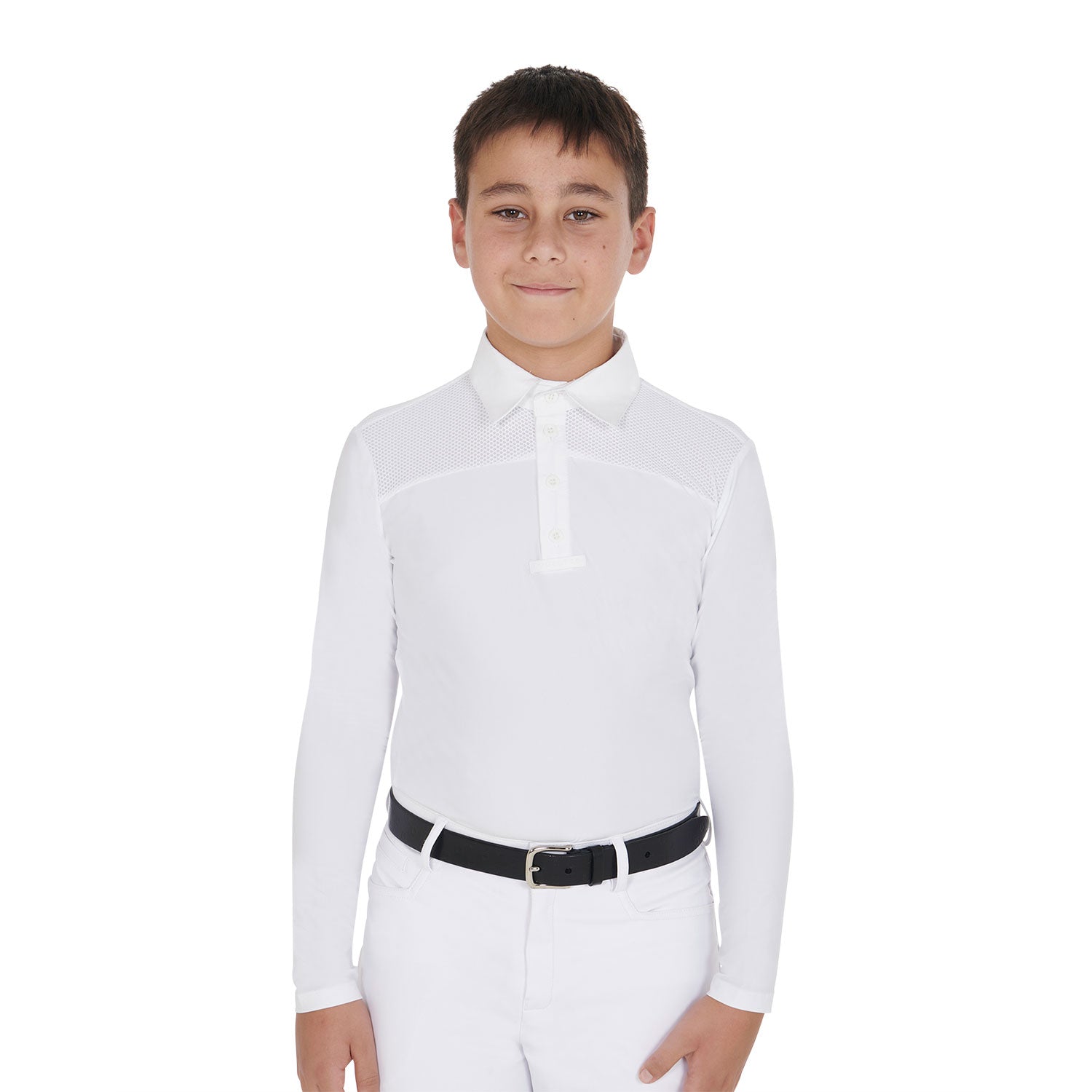 boys long sleeve white polo