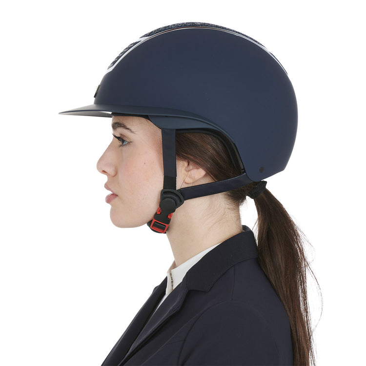 Equestro eclipse stone velvet horse riding helmet navy