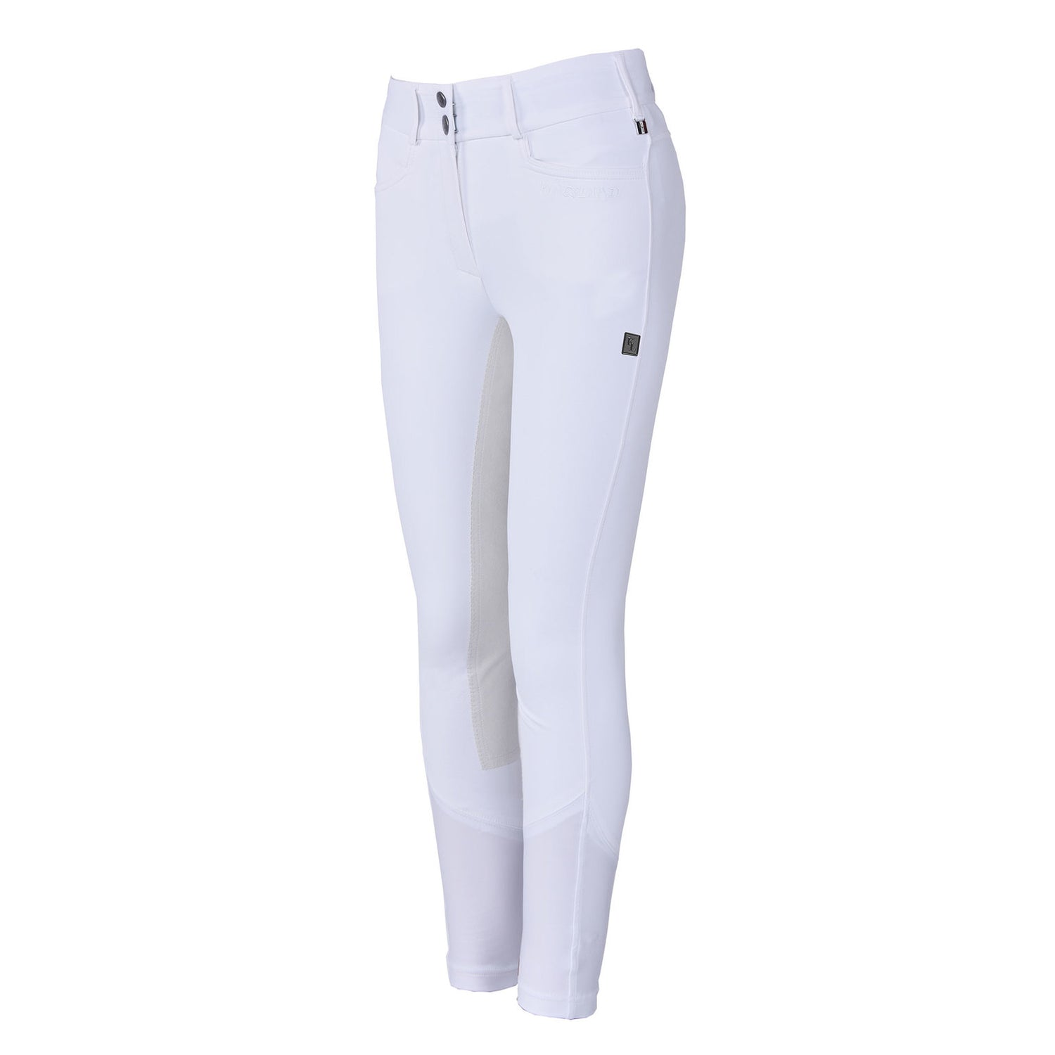 Leather seat white competition breeches