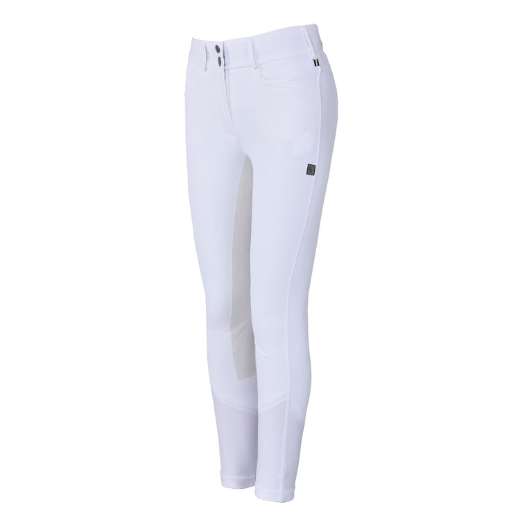 Leather seat white competition breeches