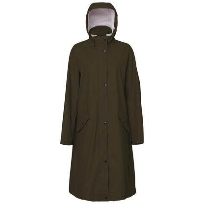 Long horse riding rain jacket with rear buttons