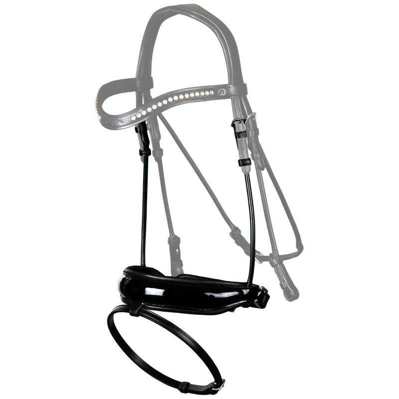Patent black crank noseband with flash