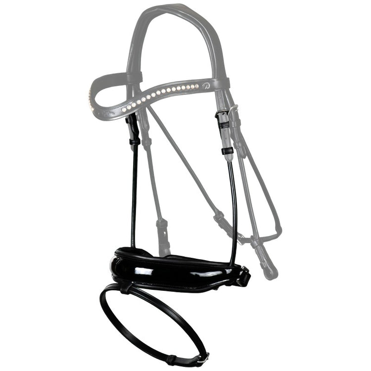 Patent black crank noseband with flash