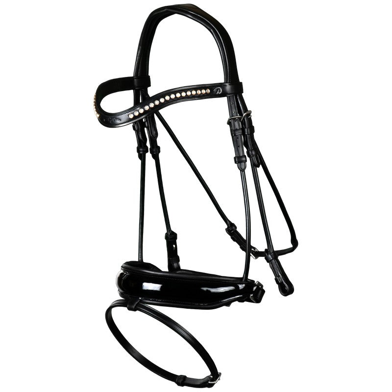 Round Leather Dressage Bridle with patent crank noseband