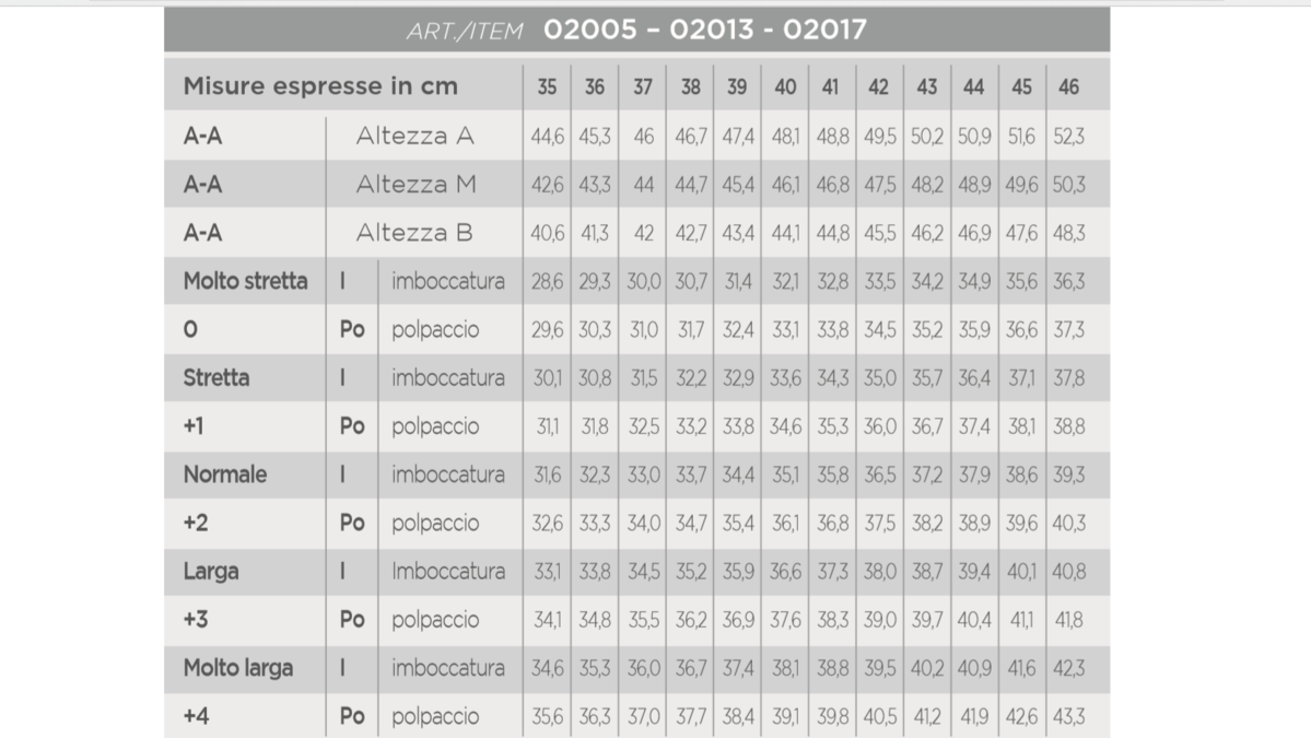 Pioneer Boots Size Chart