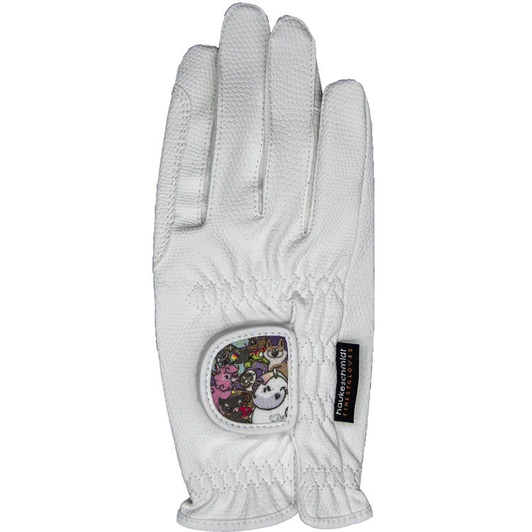 Haukeschmidt White Riding gloves for kids and adults cute patches