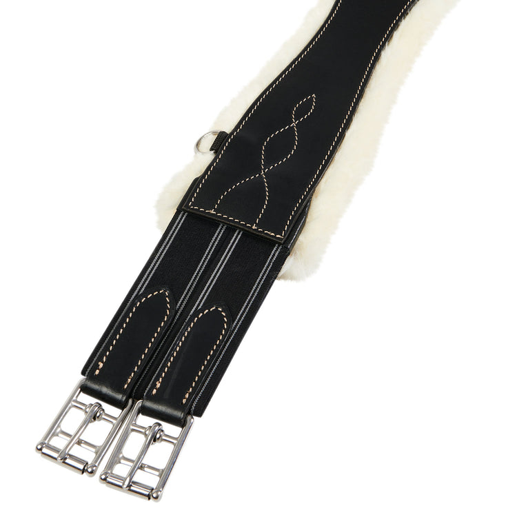 Leather girth with sheepskin