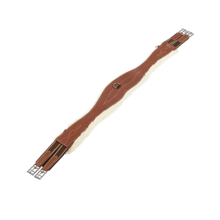 Cognac colored girth with sheepskin