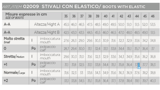 Pioneer Boots Size Chart