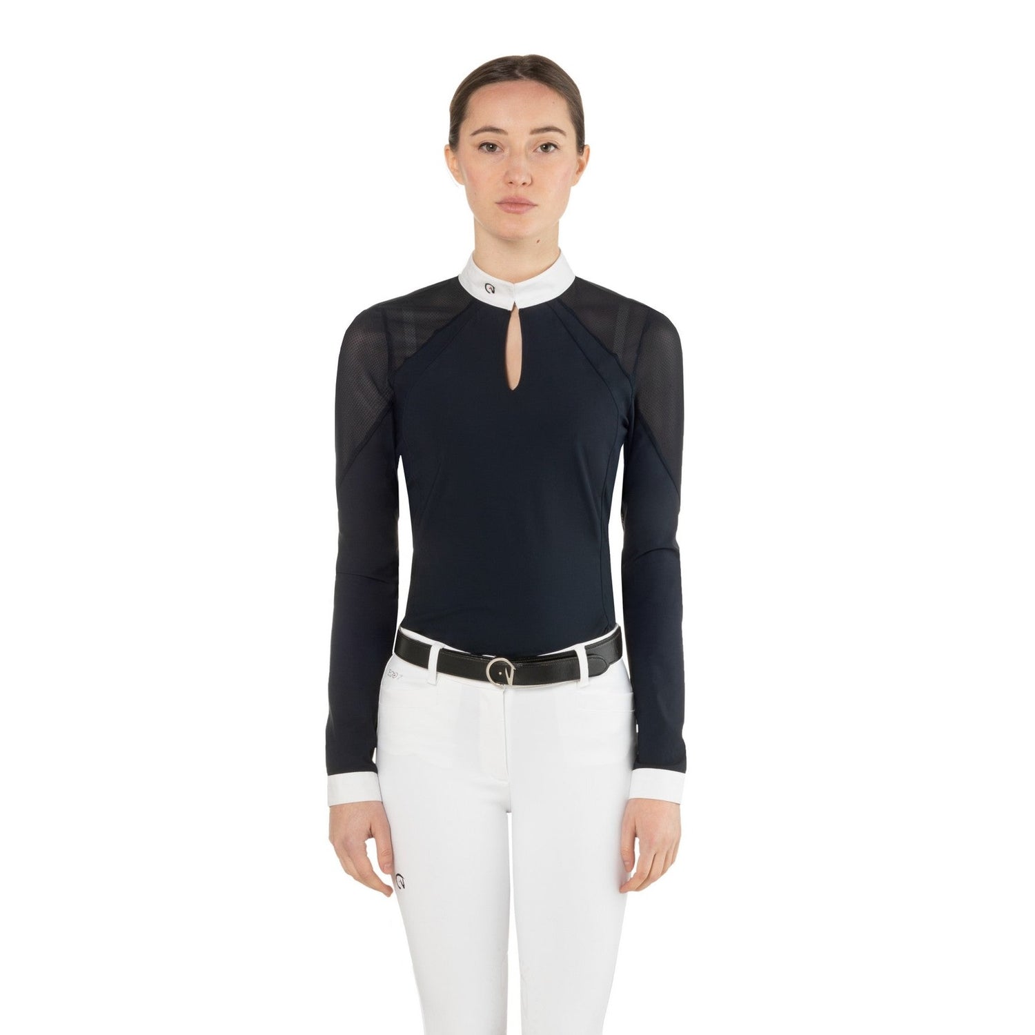 navy equestrian show shirt