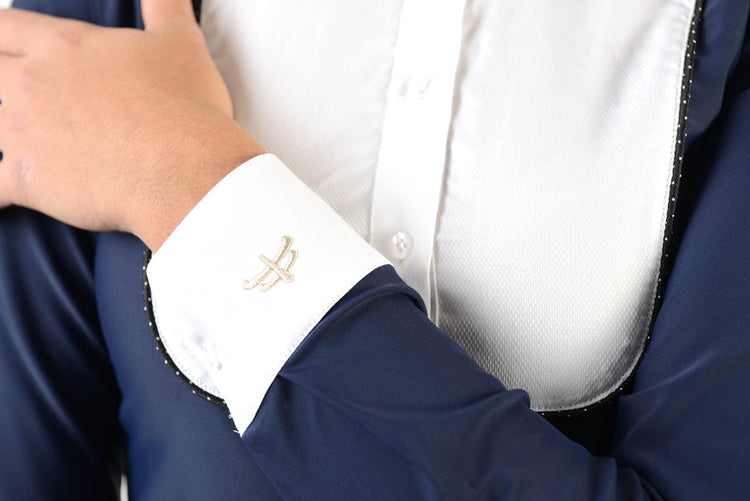 Navy and White Long Sleeve Show Shirt