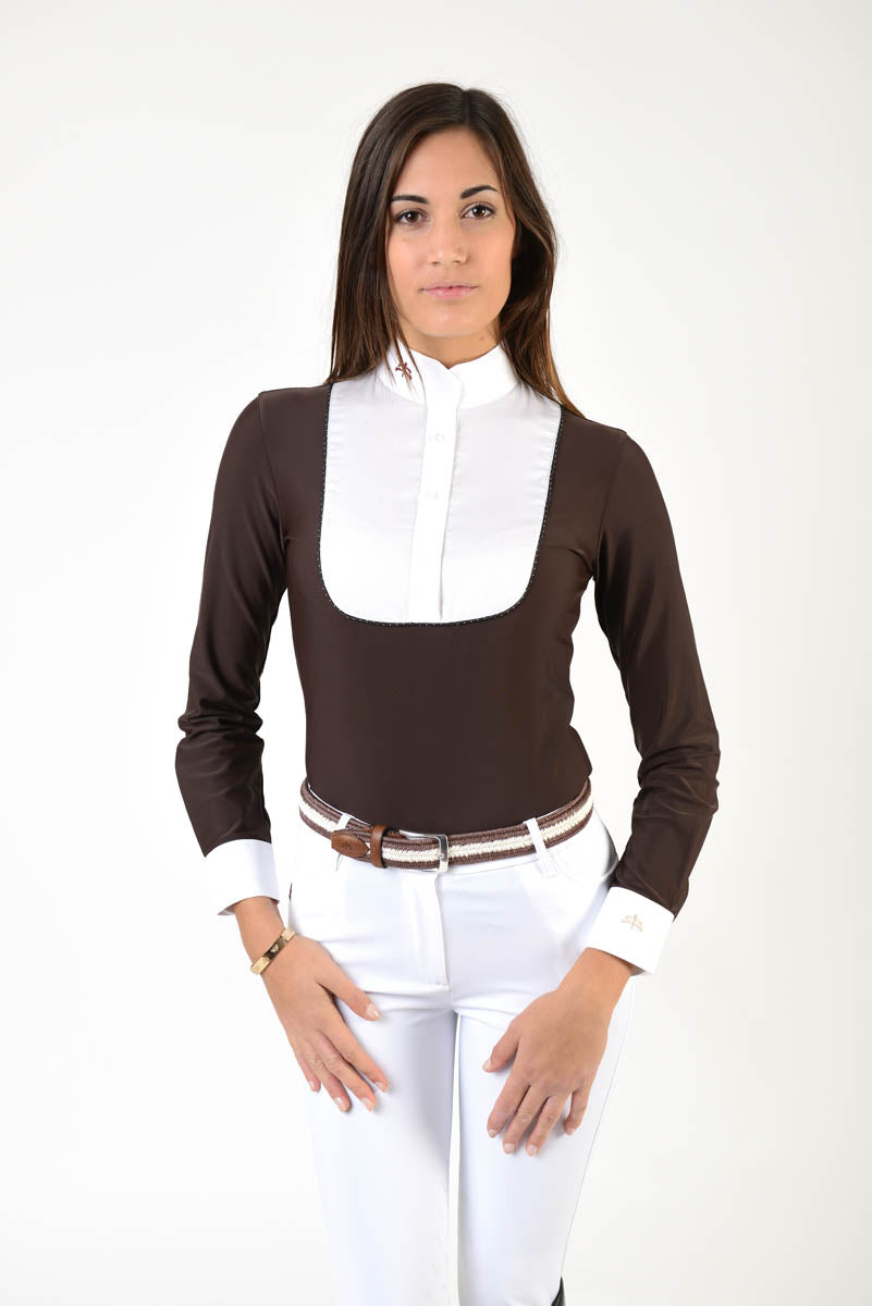 Bib front long sleeve show shirt