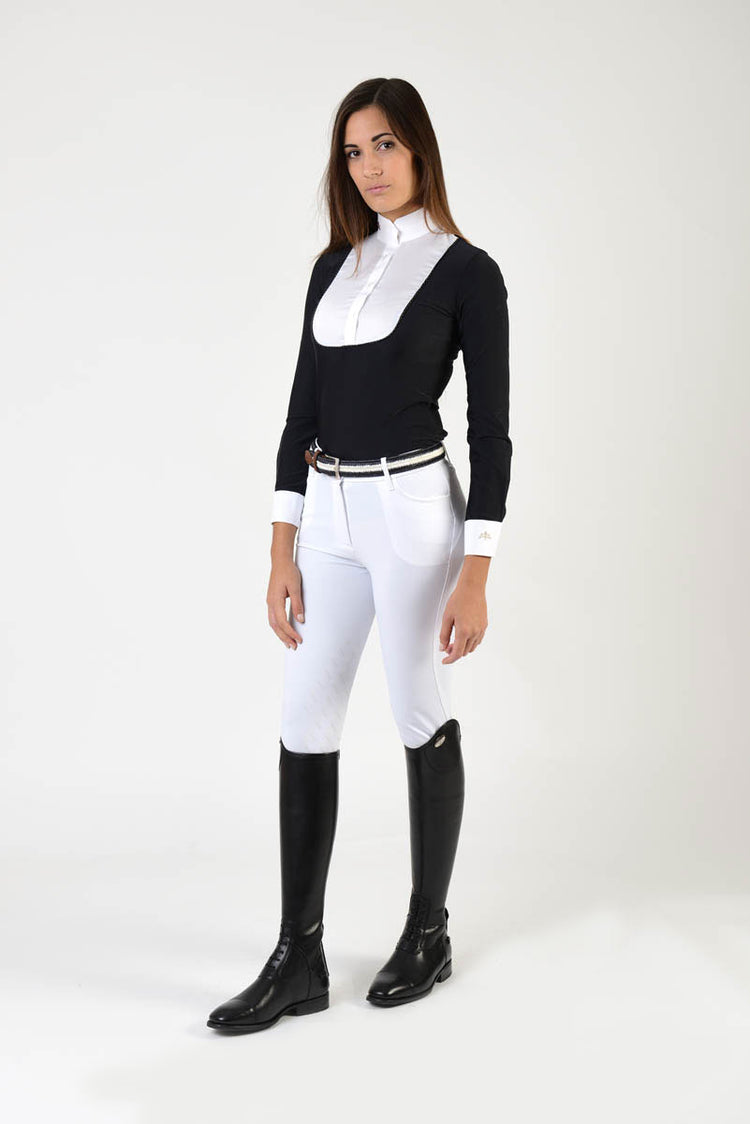 Black and White Long Sleeve Competition Shirt