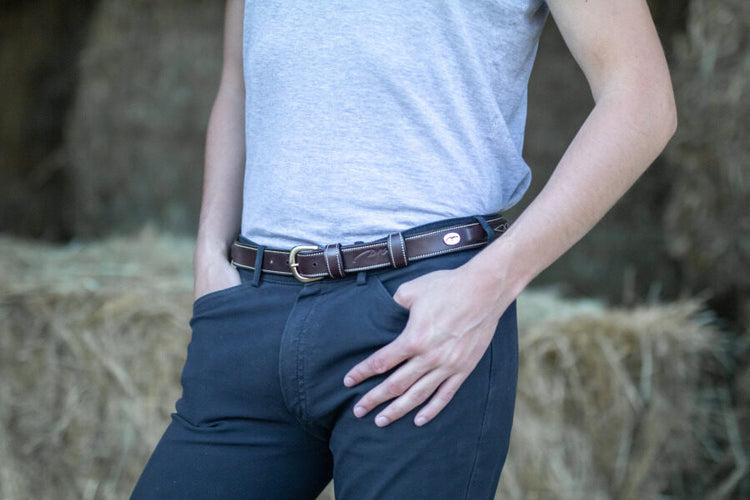 Leather equestrian belt