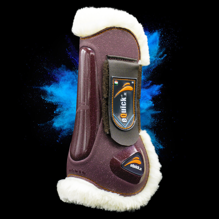 Brown eQuick fur tendon boots