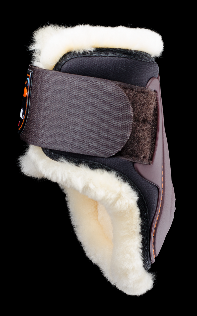 Young horse approved hind boots with sheepskin