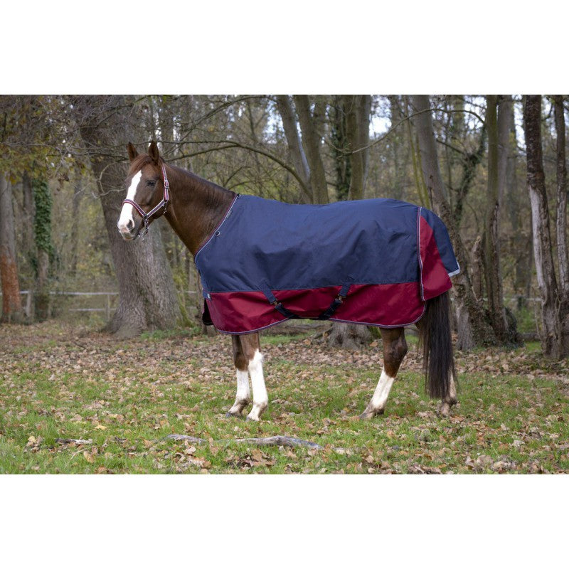 150 g turnout rug in navy and burgundy