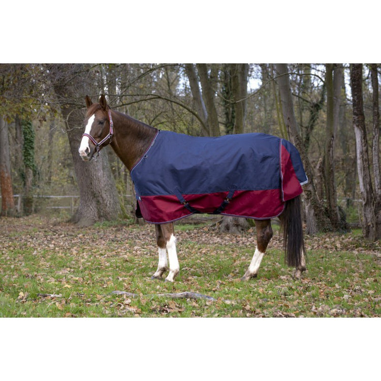 150 g turnout rug in navy and burgundy