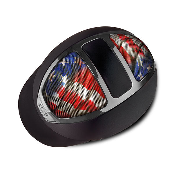 Horse riding helmet with USA flag