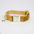 Velvet dog collar with golden details mustard yellow