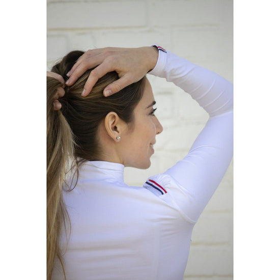 Penelope Bruges equestrian show shirt with long sleeves for horse shows.