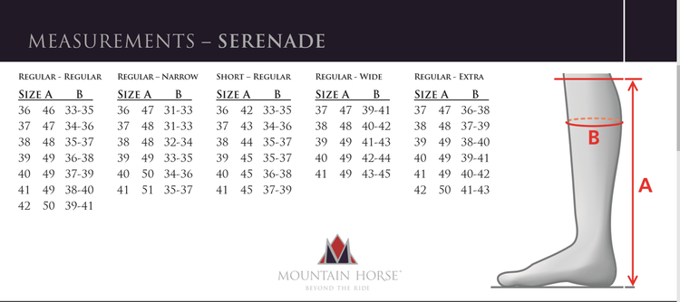 Mountain Horse Boots Size Chart