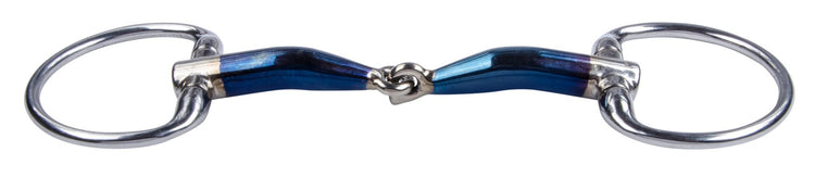 Trust Locking Eggbutt Snaffle with 16 mm Sweet Iron mouthpiece that stiffens into a straight bar under rein pressure.