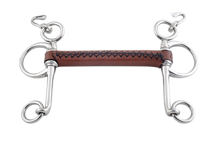 Trust Pelham Leather Bit with hand-stitched leather mouthpiece and reinforced nylon core.