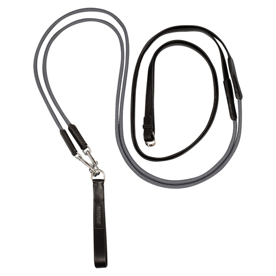 Acavallo Soft Leather Draw Reins with Round Nylon Rope